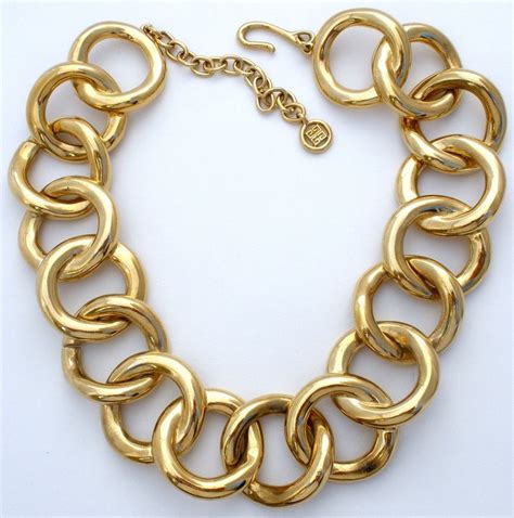 Vintage Givenchy Gold Metal Chain Link Necklace 